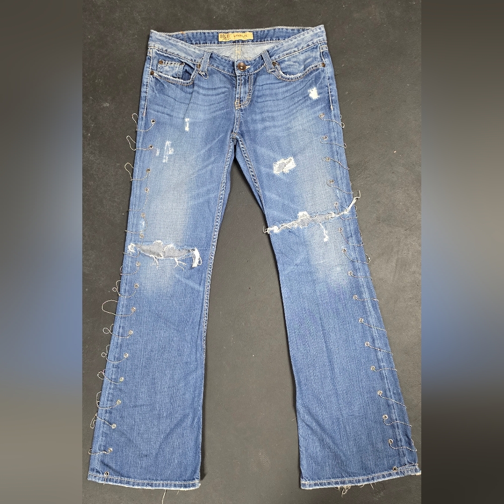 BKE Distressed Blue Flare Jeans